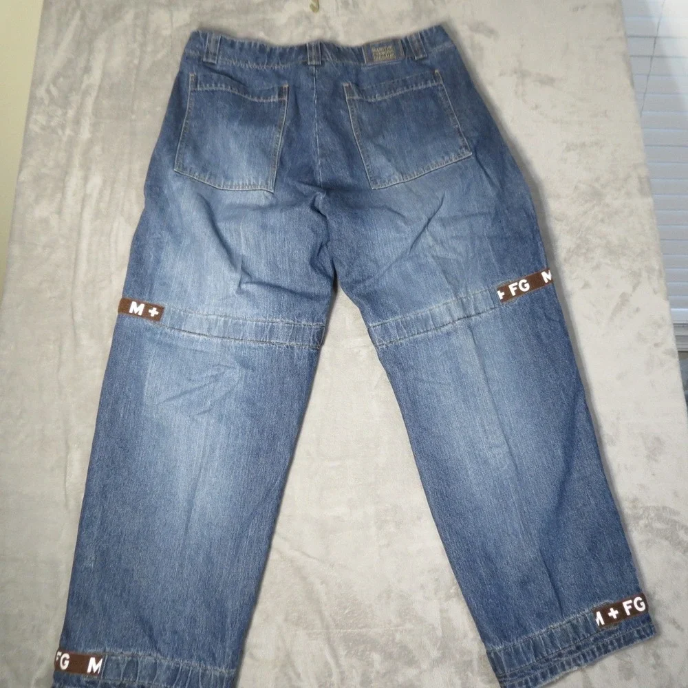 Vintage Marithe Francois Girbaud Jeans Mens 42M Blue Logo Tape Strap Streetwear